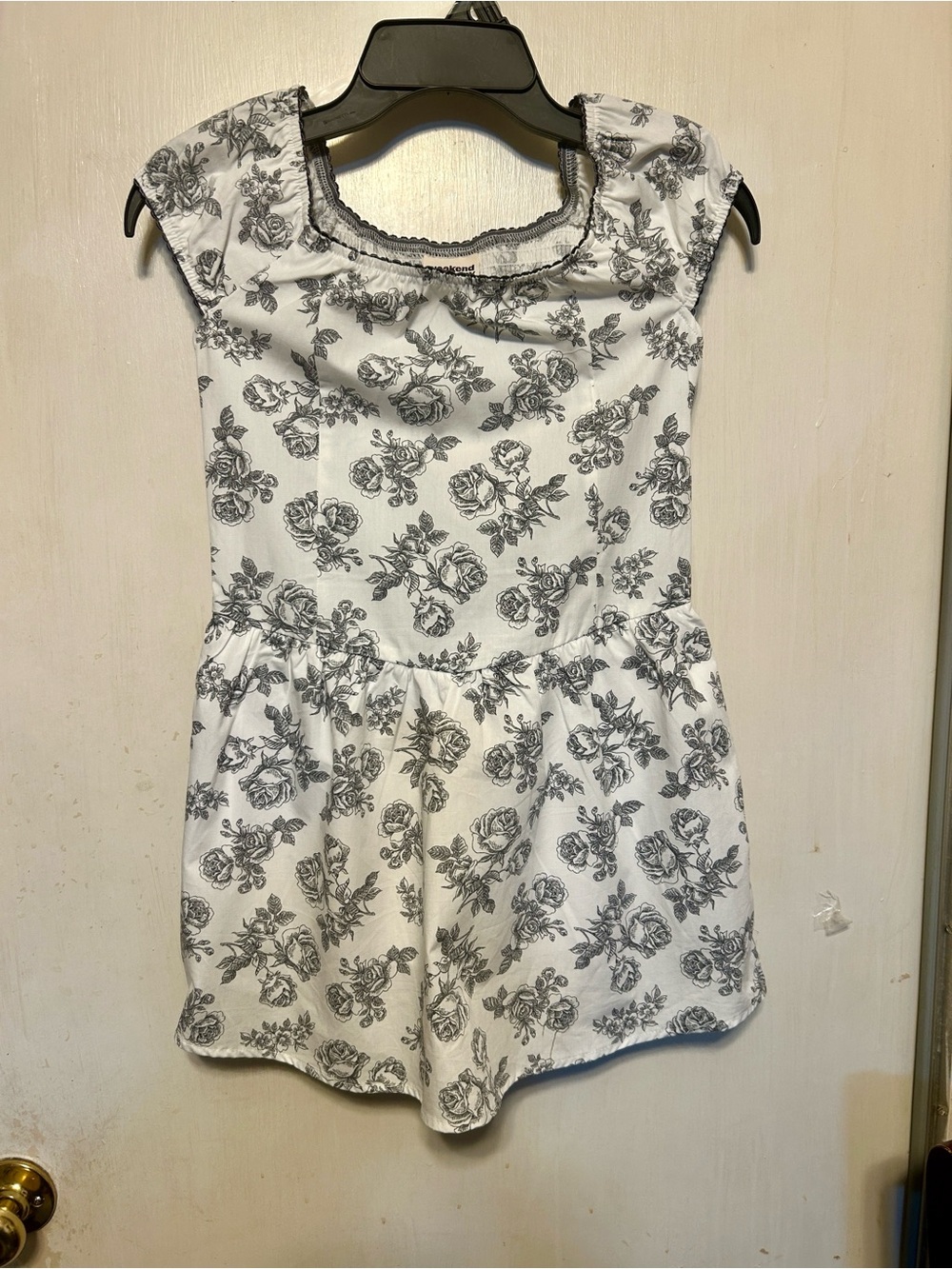 Weekend Academy Girls White Corset Dress with Black Grey Floral Print.